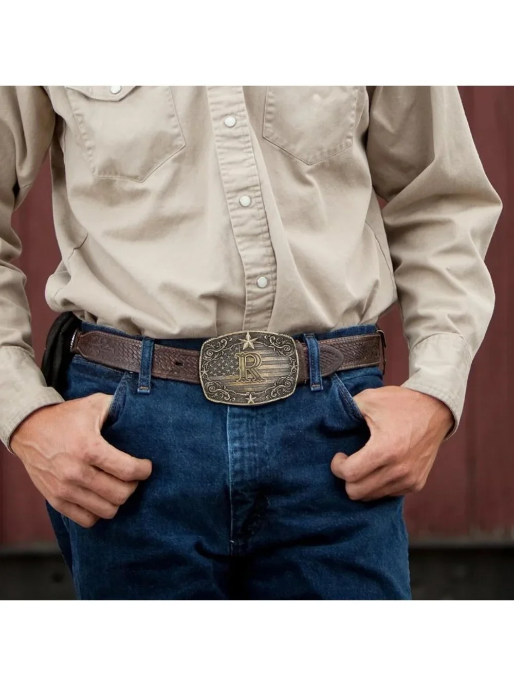 Personalized Cowboy Belt Buckle A-Z | Solid Zinc Alloy Western Style for Men